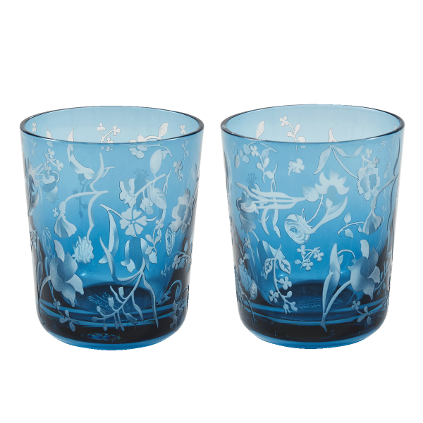 Tumbler set flowers blauw