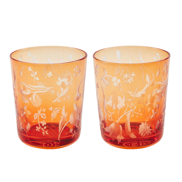 Tumbler set flowers oranje