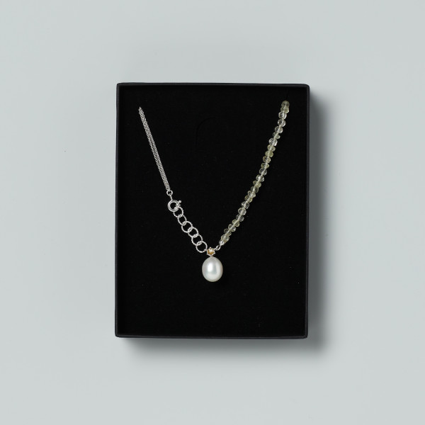 Handmade necklace | Pearl | Lemon quartz