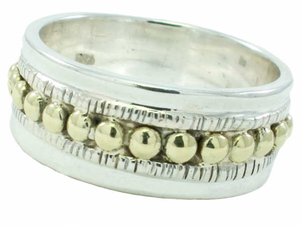 Ring zilver met messing balletjes maat XXL