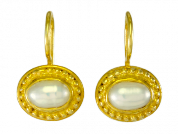 Earrings pearl frame gold-plated silver