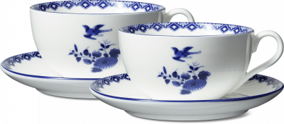 Art Café Cappuccinokopjes van porselein, 2 x 290 ml, geïsoleerde elegante cappuccinokopjes met schoteltjes, vaatwasmachinebestendig, in geschenkdoos, Italiaans design