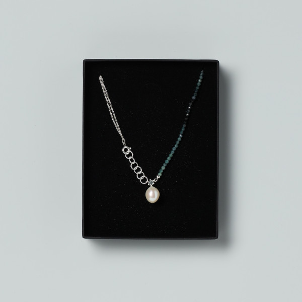 Handmade necklace | Pearl | Tourmaline