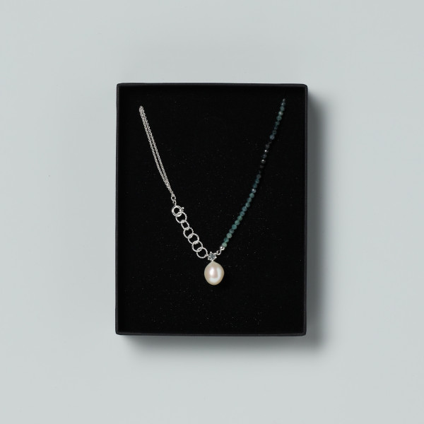 Handgemaakte collier | Parel | Toermalijn