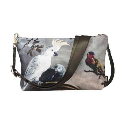 Cross body bag cocketoo and birds